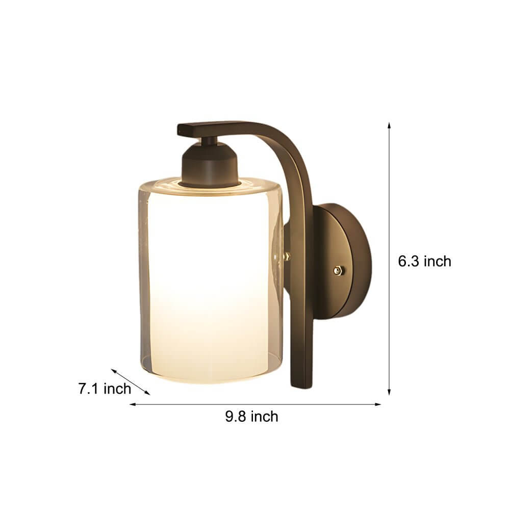 contemporary minimalist black cylindrical glass wall sconce