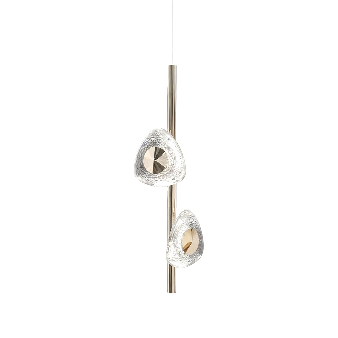Dual-Light Crystal Pendant — Terracotta Gold Aluminum, 3-Step Dimming (3000K/4500K/6000K), 47.2" Adjustable Chain