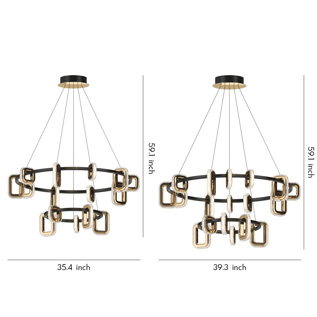 Modern Acrylic Chandelier — Gold Aluminum, 3-Step Dimming (3000K/4500K/6000K), 6- to 18-Light, Single- or Double-Layer