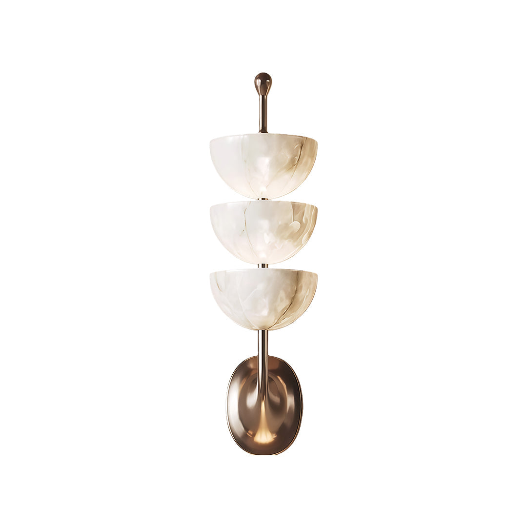 Minimalist Marble and Copper LED Wall Sconce — 6.5W Warm White, 21.7", Hardwired