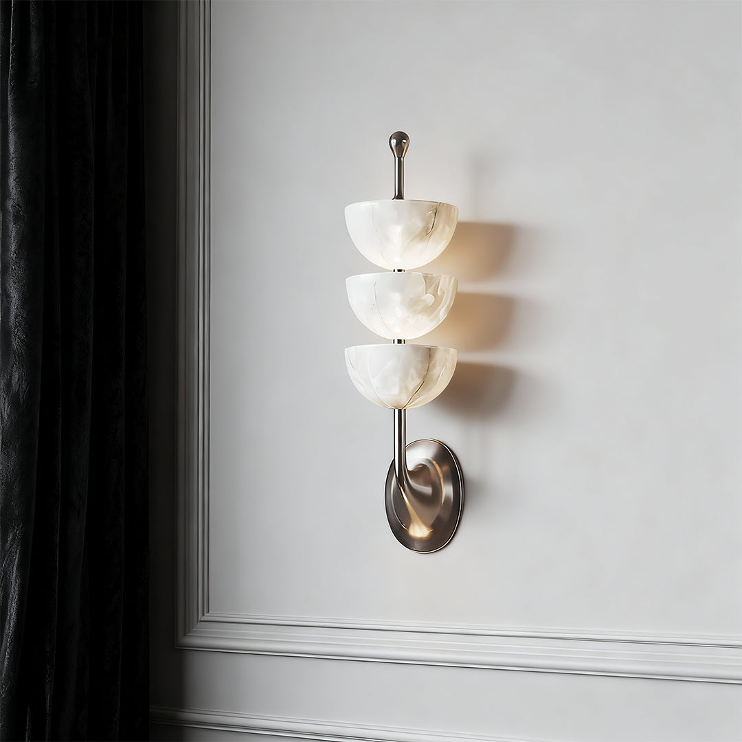 Minimalist Marble and Copper LED Wall Sconce — 6.5W Warm White, 21.7", Hardwired