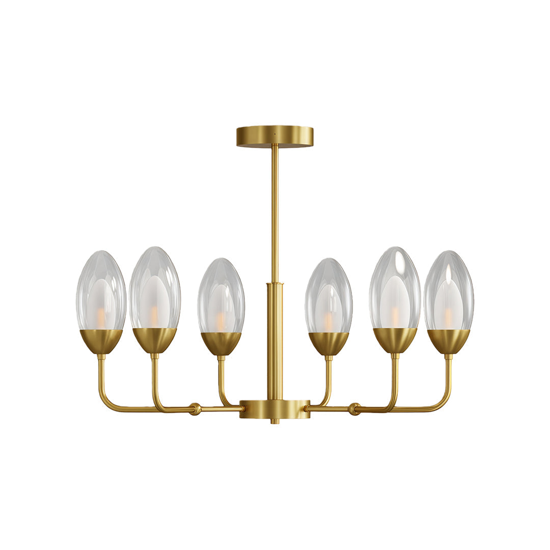 Modern Minimalist Copper Chandelier — Full-Copper Frame, Transparent Glass, G9, 6-, 8-, or 10-Light