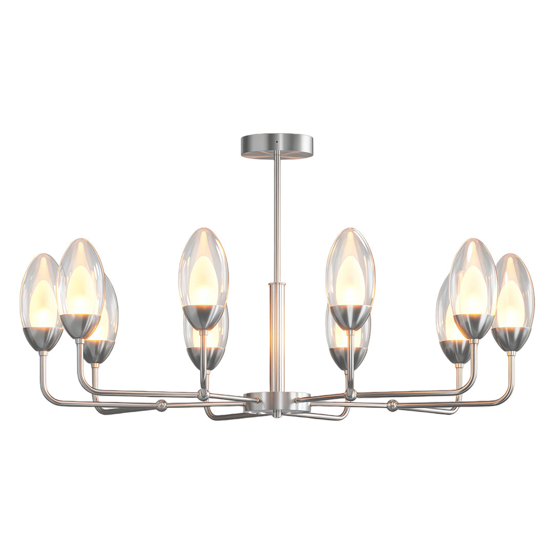 Modern Minimalist Copper Chandelier — Full-Copper Frame, Transparent Glass, G9, 6-, 8-, or 10-Light