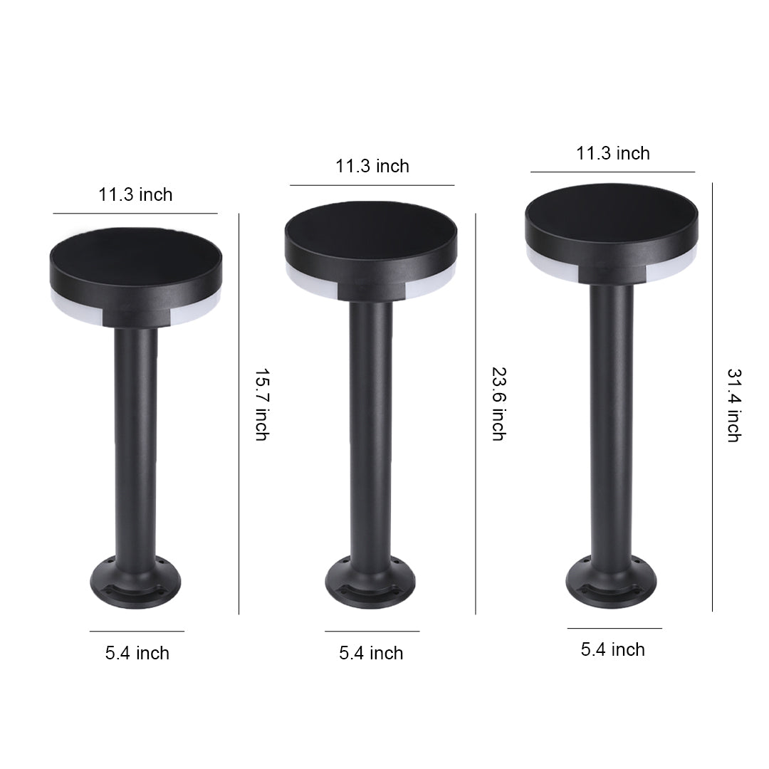 Modern Minimalist Outdoor Path Light — Sand-Black Die-Cast Aluminum, LED, Solar / Hardwired, IP65, 24"–48" Heights