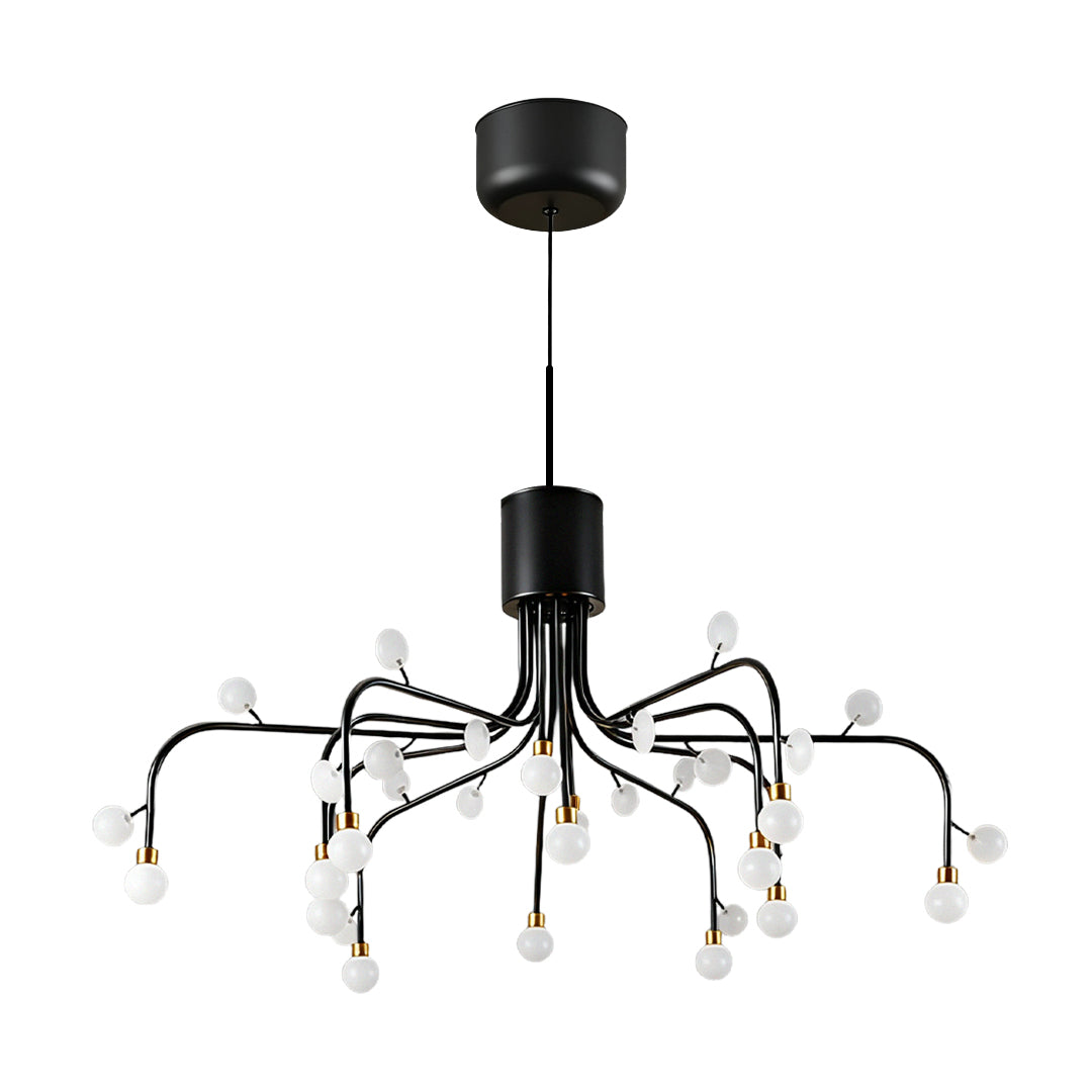 Modern Retro Chandelier — Iron and Aluminum, White Acrylic, 4000K LED, 47.2" Adjustable Chain, Black / White / Gold