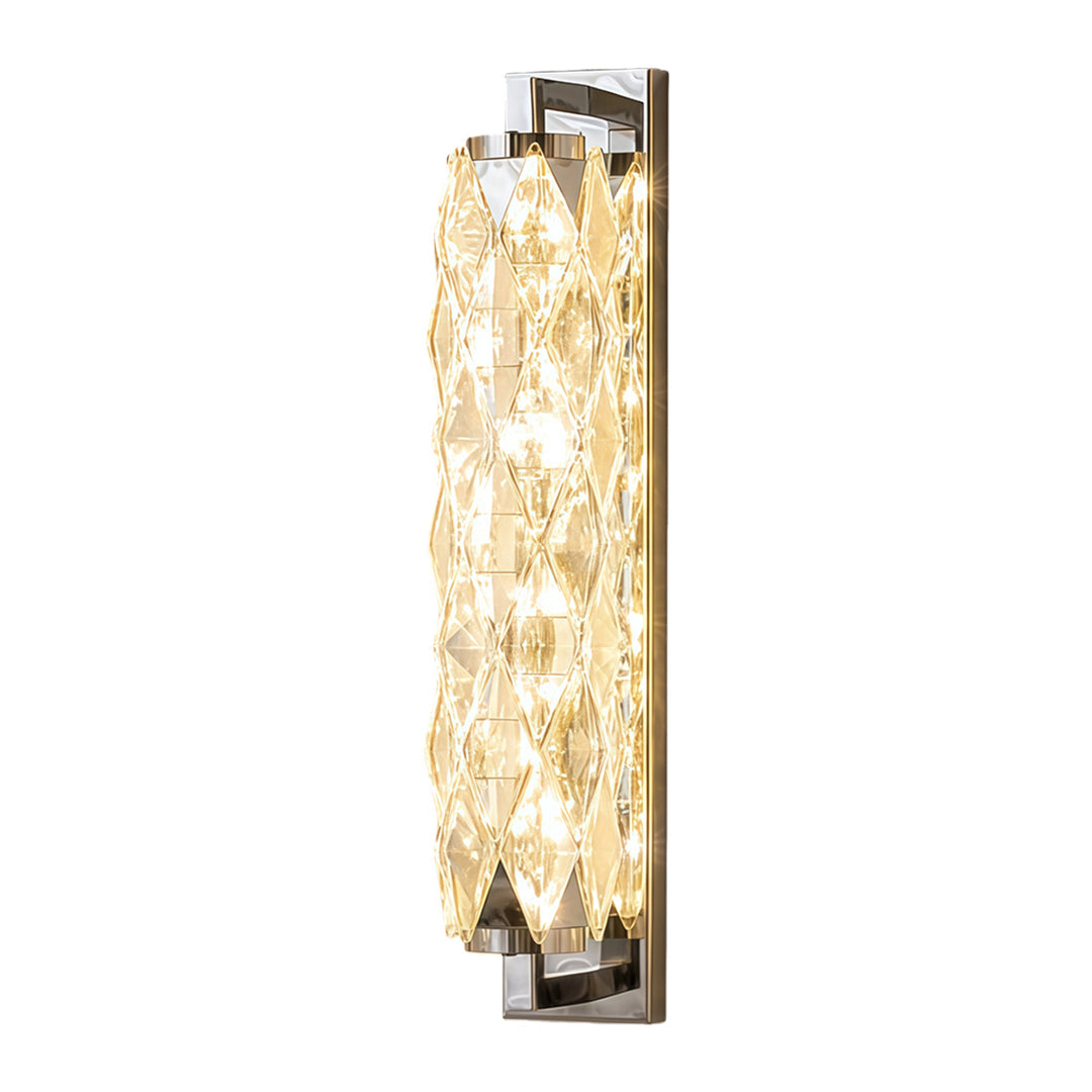 Geometric Crystal Wall Sconce — Stainless Steel, LED, 3-Step Dimming (3000K/4500K/6000K), Small 7W or Large 24W