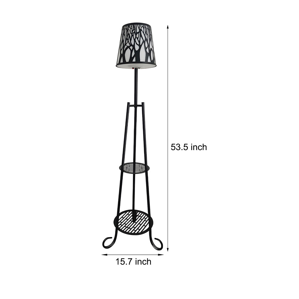 contemporary outdoor floor lamp featuring shelves