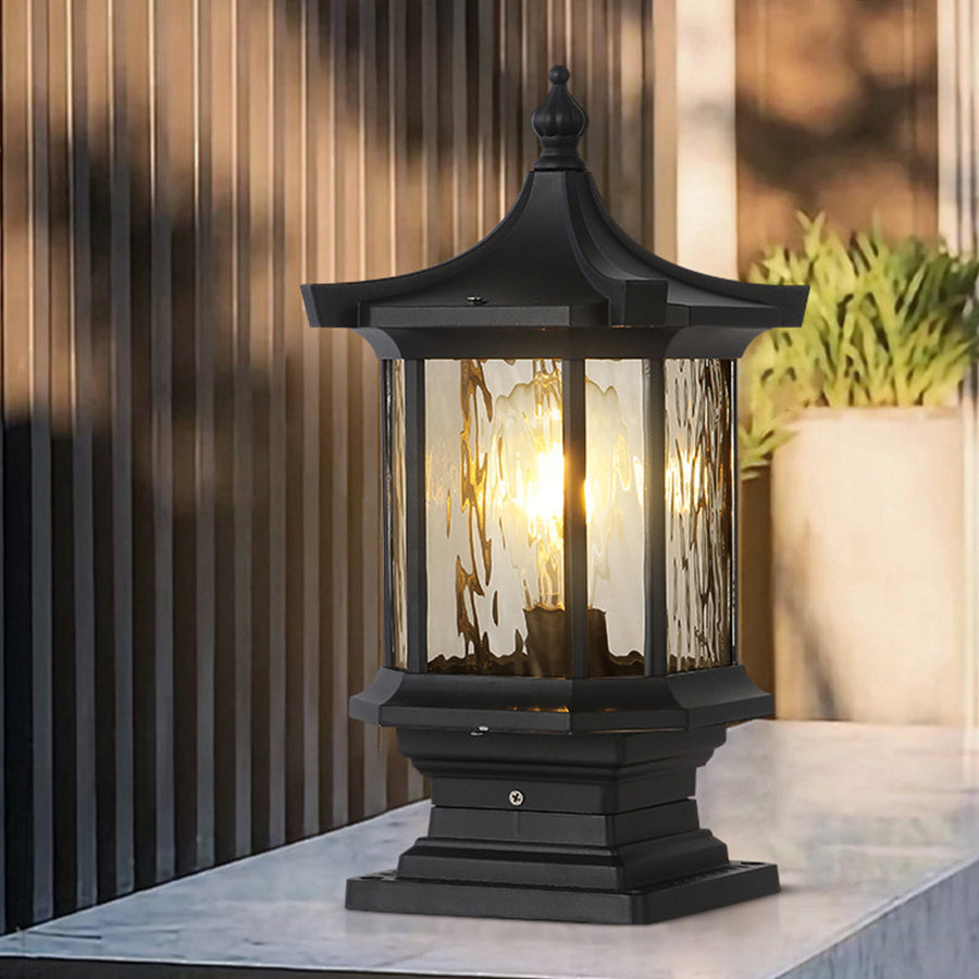 Vintage Lantern Pillar Light — Aluminum, Solar or Hardwired, IP54, 3-Step Dimming, Black or Bronze