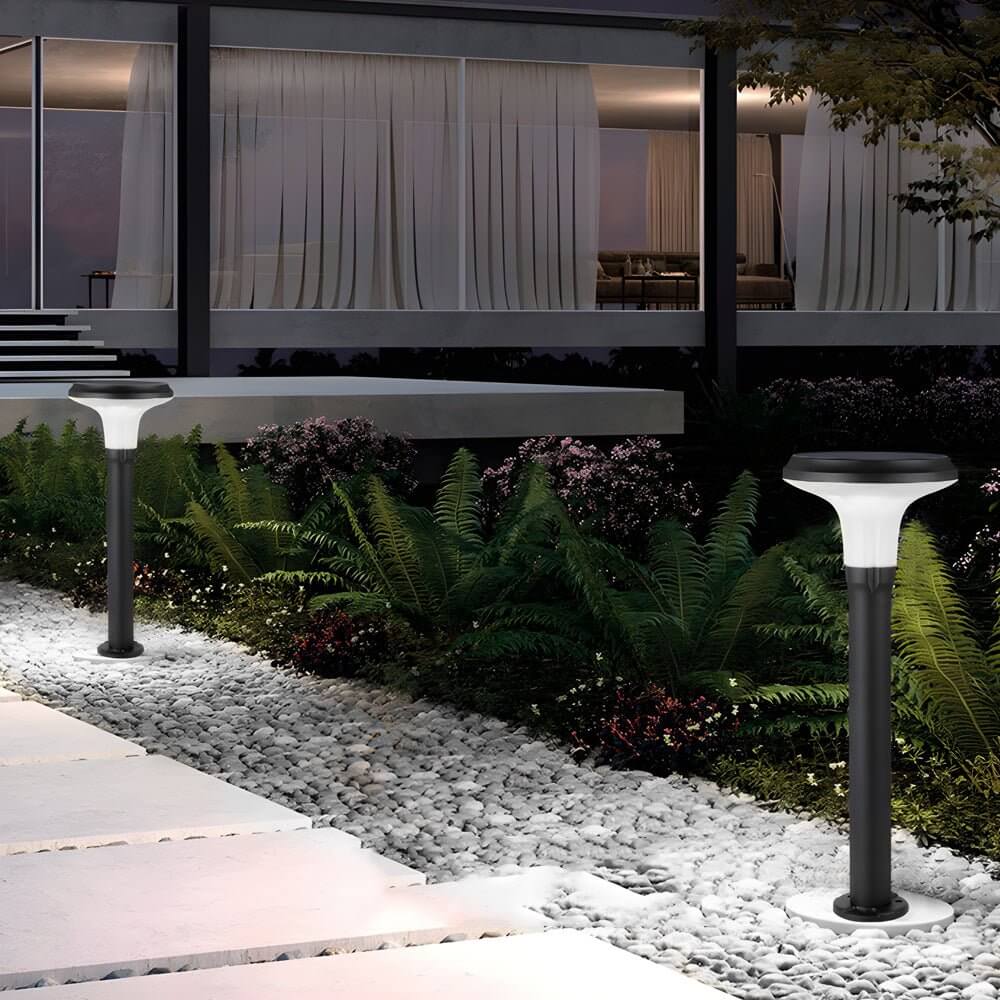 contemporary outdoor path lighting sleek black solar led lawn light