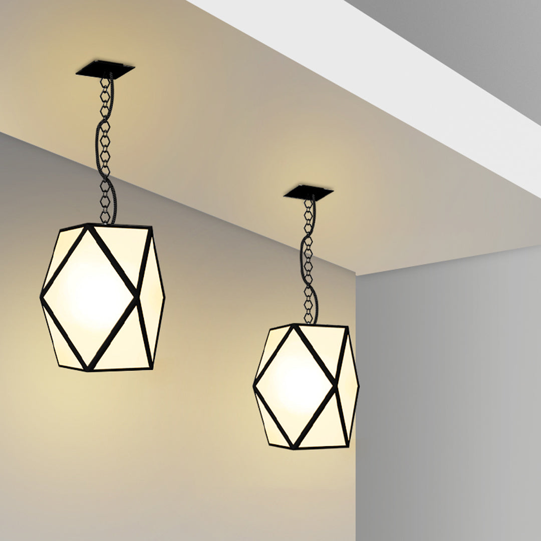 Modern Outdoor Pavilion Pendant — Black Stainless Steel, Acrylic Shade, 12W LED, IP65, 59" Adjustable Chain
