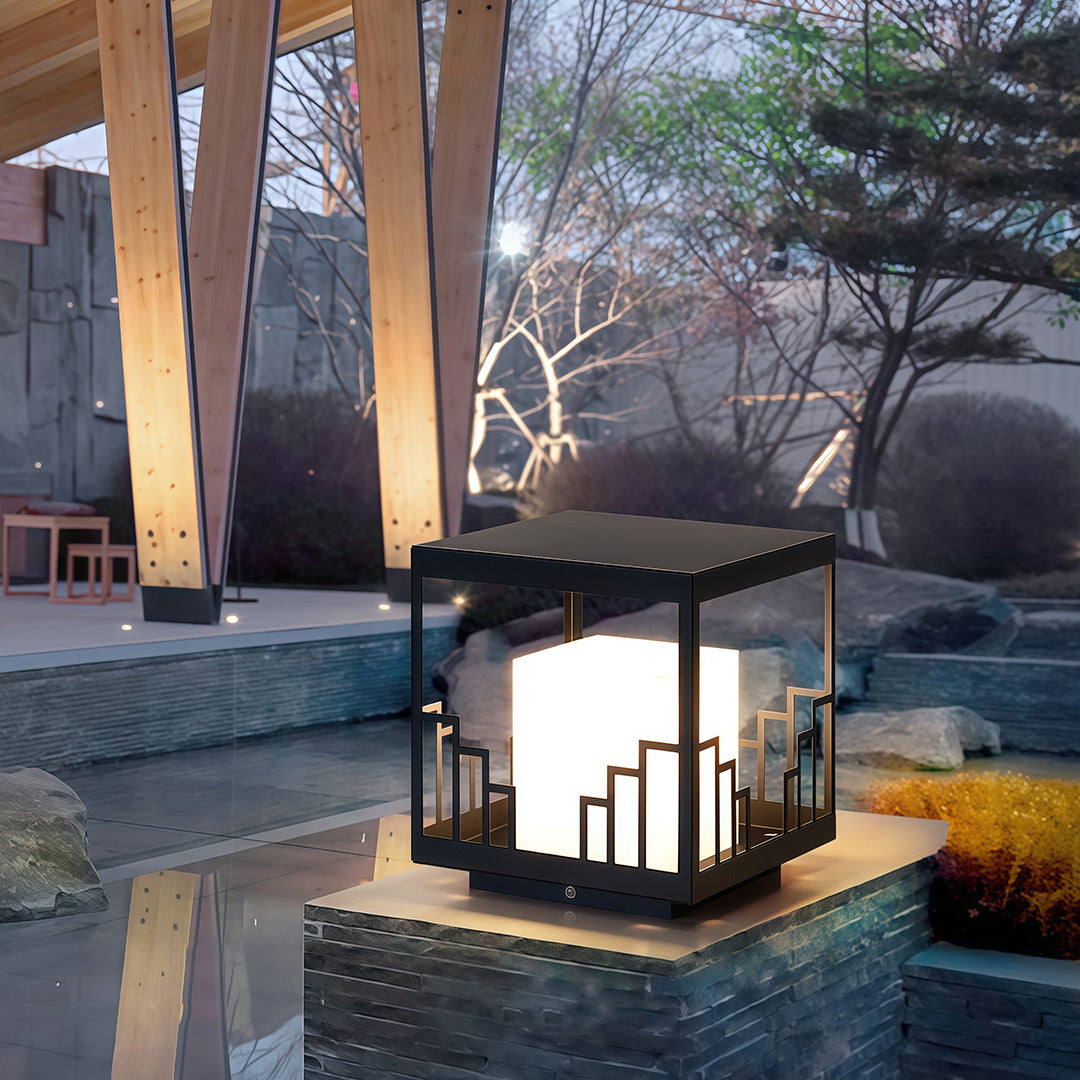 Minimalist Outdoor Pillar Light — Matte Black Stainless Steel, 20W LED, IP54, Dual Color Temperature