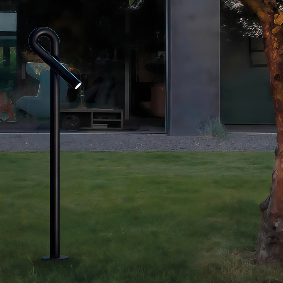 Minimalist Outdoor Bollard Light — Black Stainless Steel, 12W LED, 3000K, IP65, 47.2"