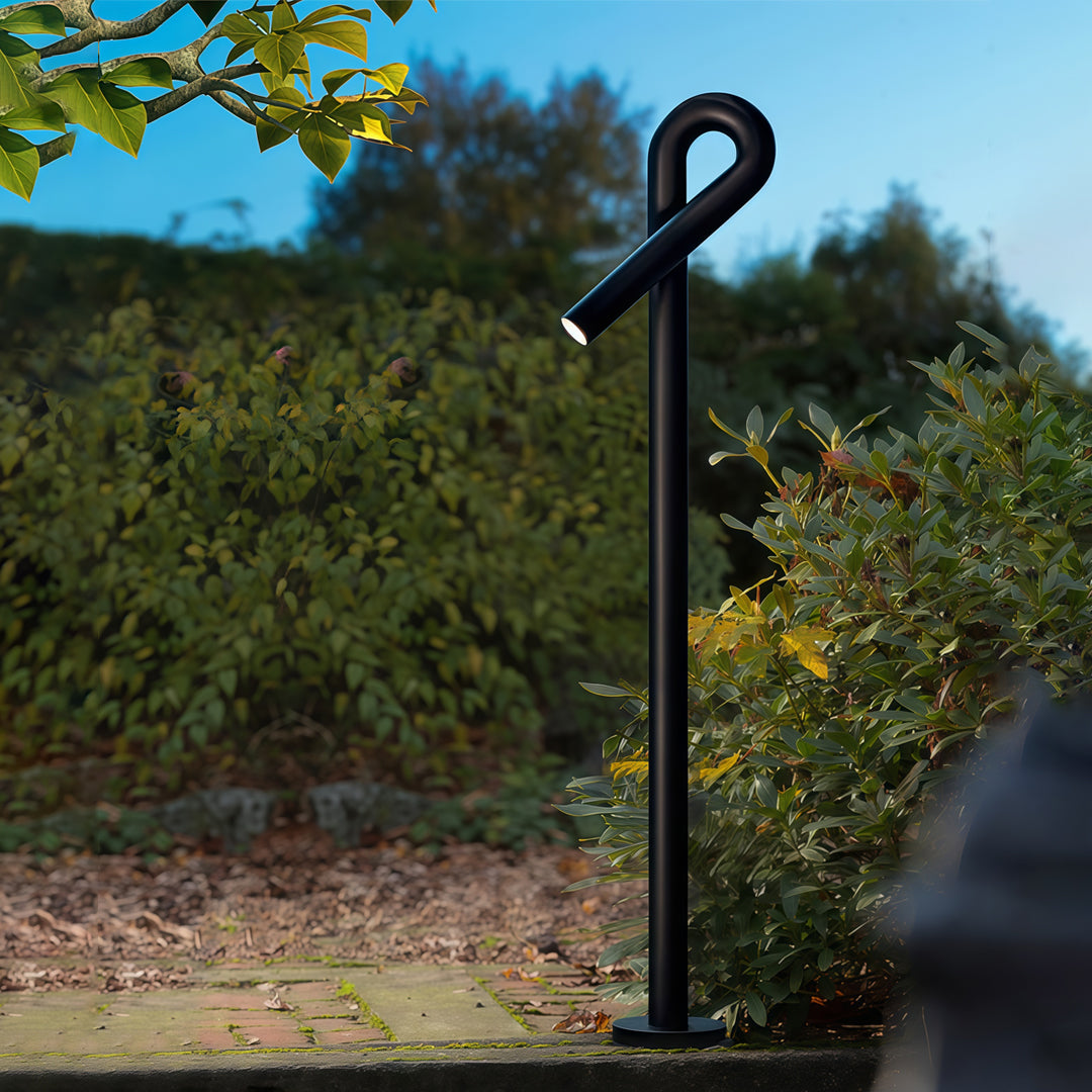 Minimalist Outdoor Bollard Light — Black Stainless Steel, 12W LED, 3000K, IP65, 47.2"