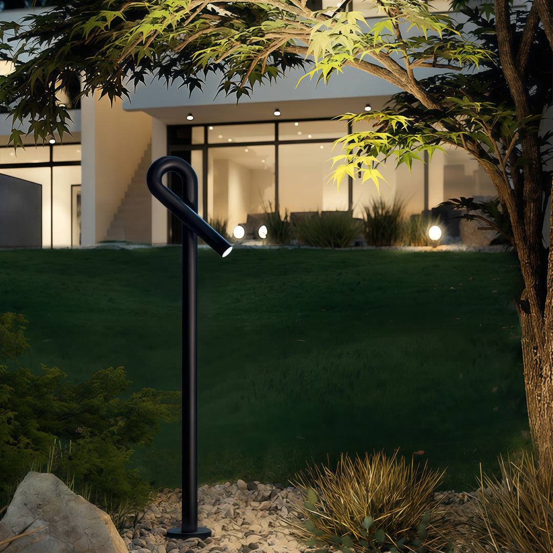 Minimalist Outdoor Bollard Light — Black Stainless Steel, 12W LED, 3000K, IP65, 47.2"
