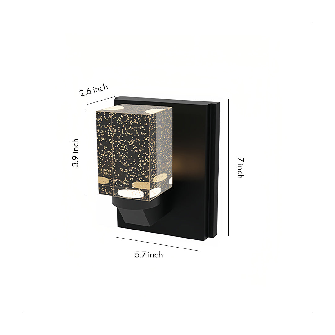 Crystal Outdoor Wall Sconce — Black Stainless Steel, 12W LED, IP65 Weatherproof