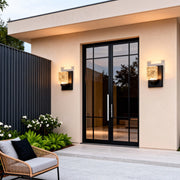 Crystal Outdoor Wall Sconce — Black Stainless Steel, 12W LED, IP65 Weatherproof