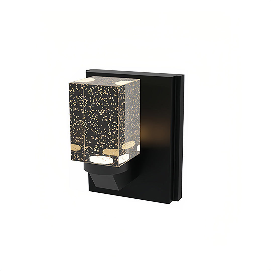Crystal Outdoor Wall Sconce — Black Stainless Steel, 12W LED, IP65 Weatherproof