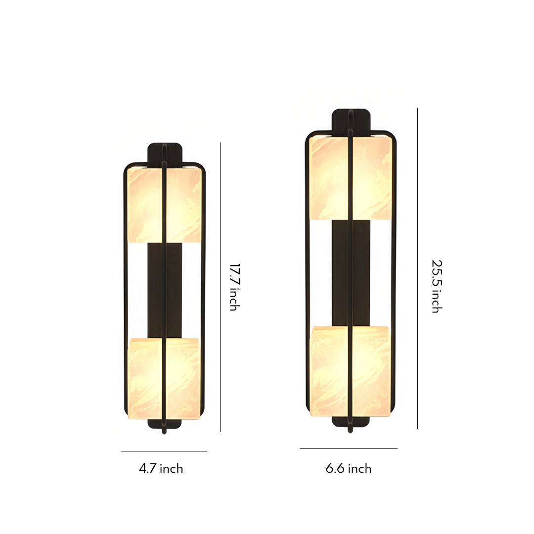 Faux Marble Outdoor Wall Sconce — Stainless Steel, Black, LED, IP65, 17.7" or 25.6"