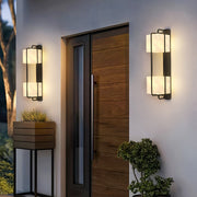 Faux Marble Outdoor Wall Sconce — Stainless Steel, Black, LED, IP65, 17.7" or 25.6"