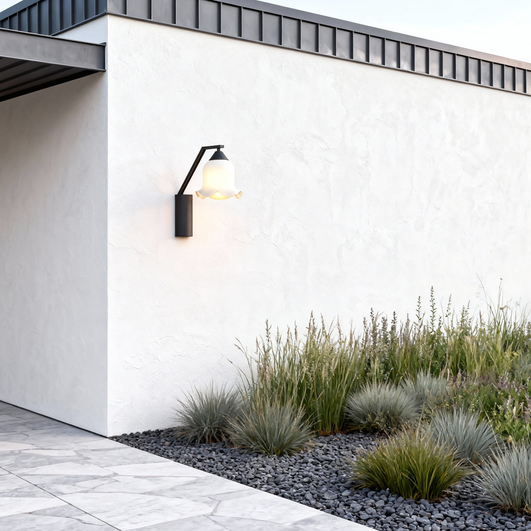 Flower Outdoor Wall Sconce — Black Stainless Steel, Clear Glass, 12W LED, IP65 Weatherproof