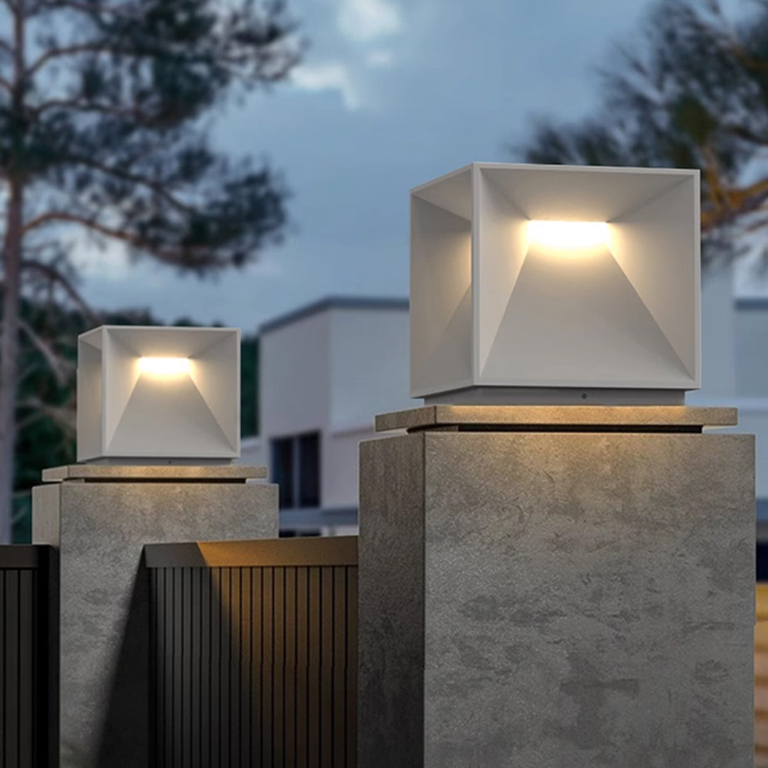 Outdoor Garden Pillar Light — Stainless Steel & Acrylic, 14W LED, Solar / Hardwired, IP65, 4 Sizes, Black or White