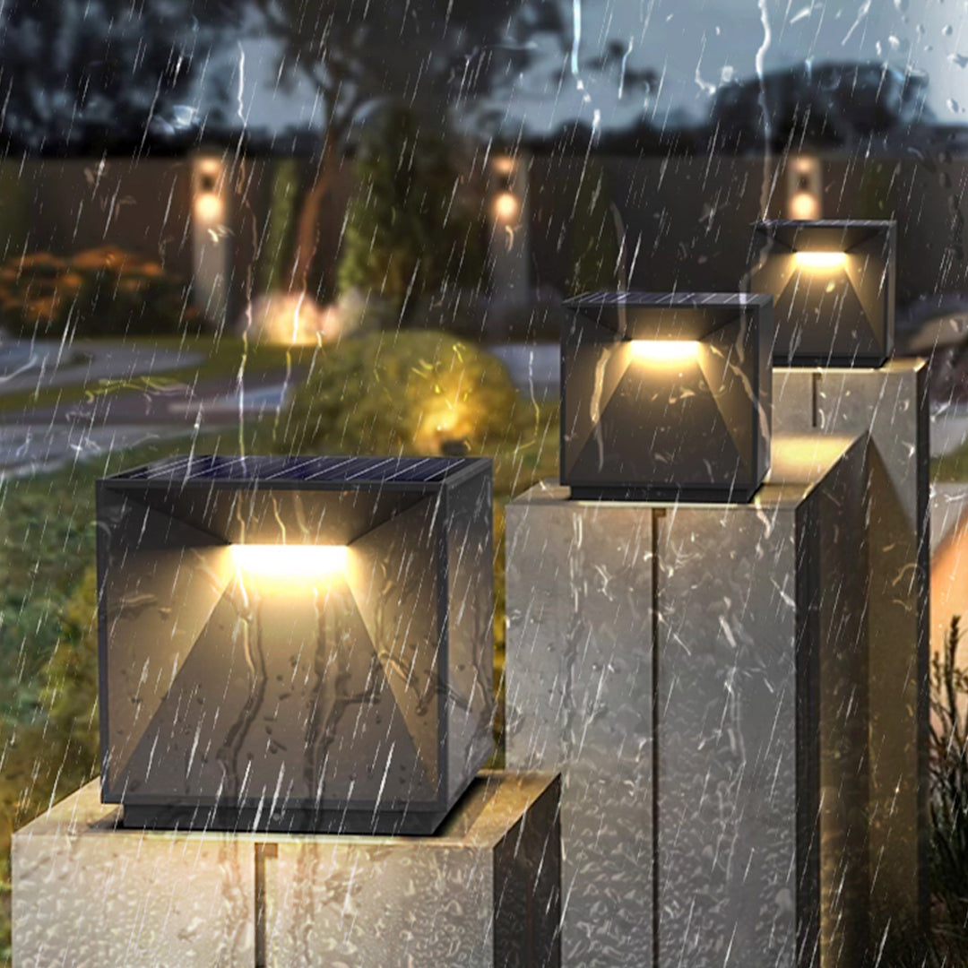 Outdoor Garden Pillar Light — Stainless Steel & Acrylic, 14W LED, Solar / Hardwired, IP65, 4 Sizes, Black or White