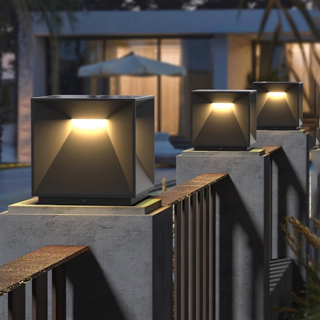 Outdoor Garden Pillar Light — Stainless Steel & Acrylic, 14W LED, Solar / Hardwired, IP65, 4 Sizes, Black or White