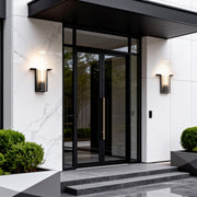 Minimalist Outdoor Wall Sconce — Black Brushed Stainless Steel, 12W LED, IP65 Weatherproof, Hardwired