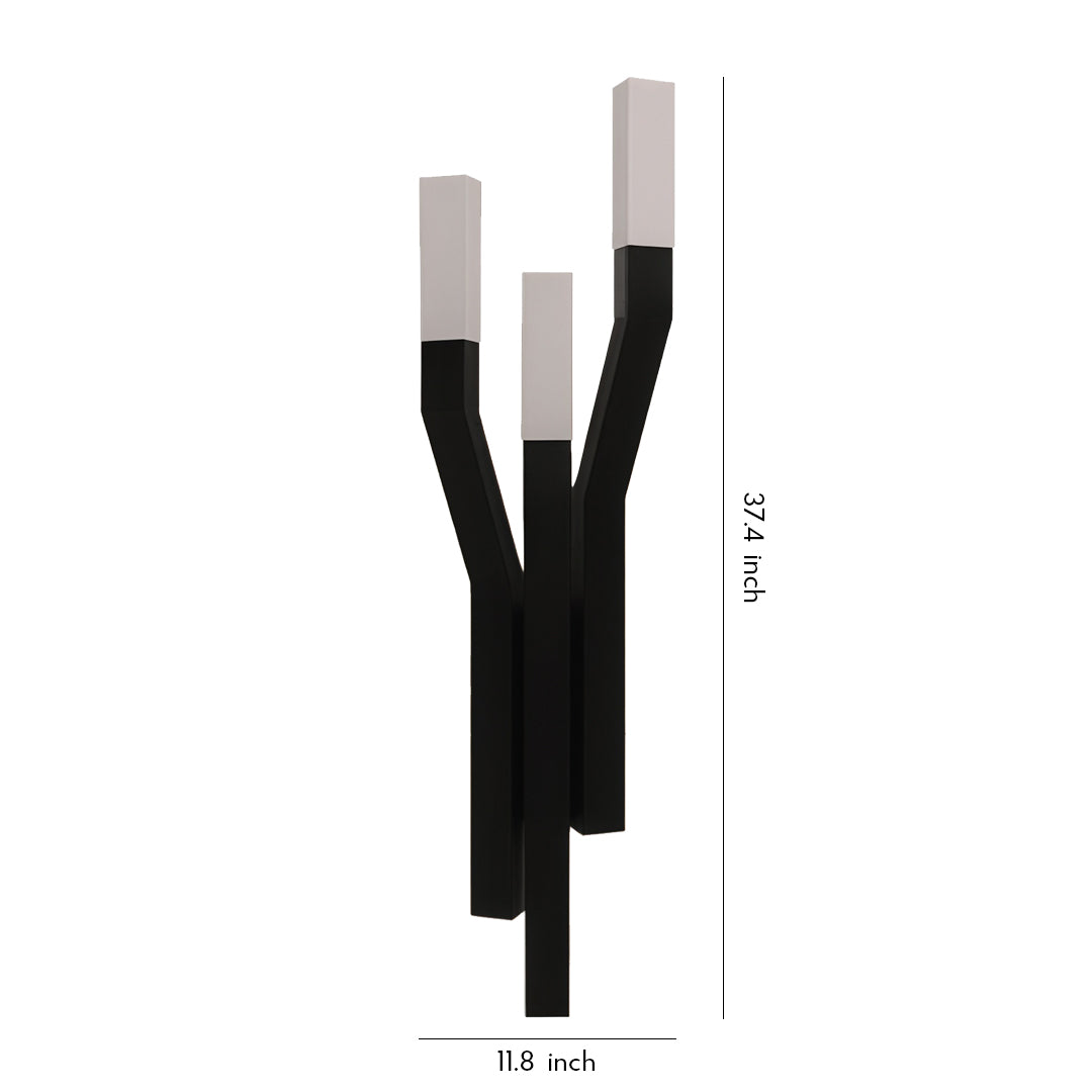 Multi-Branch Outdoor Wall Sconce — Black Stainless Steel, 3-Light, 12W LED, IP65 Weatherproof