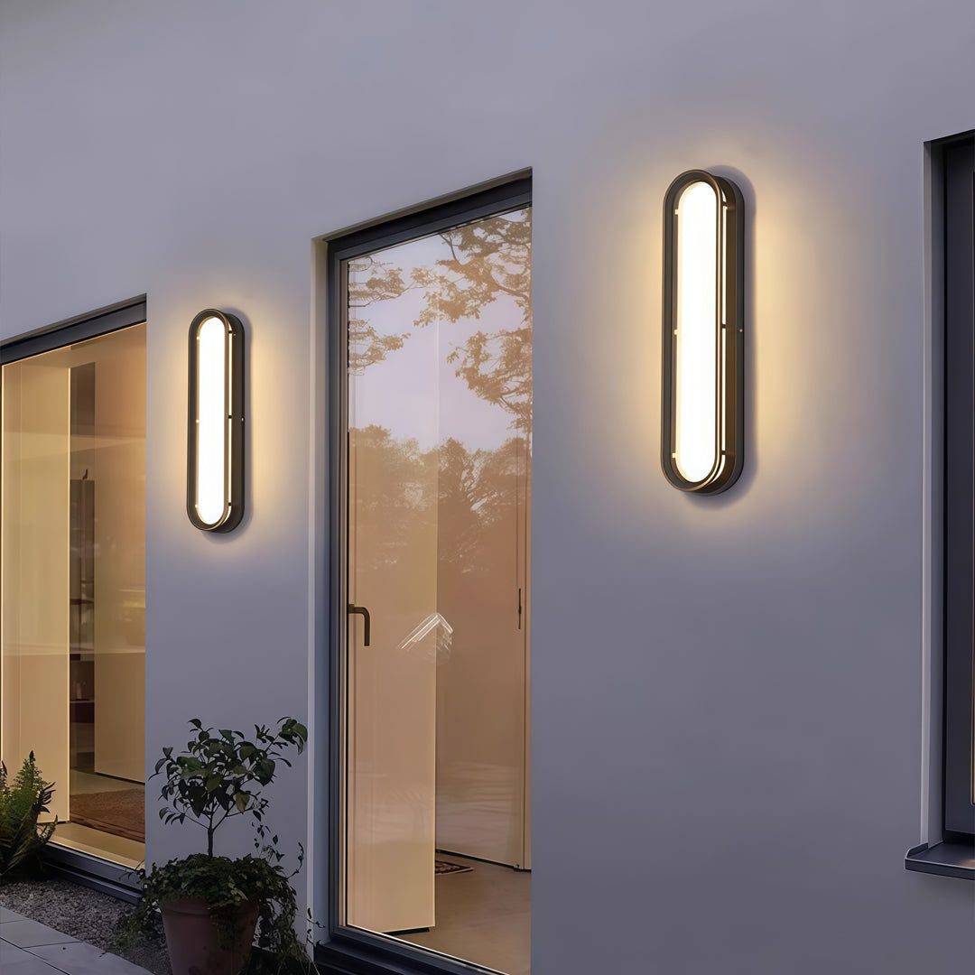 Linear Outdoor Wall Sconce — Die-Cast Aluminum, LED, Oval or Rectangular, 3000K / 6000K, IP65 Weatherproof