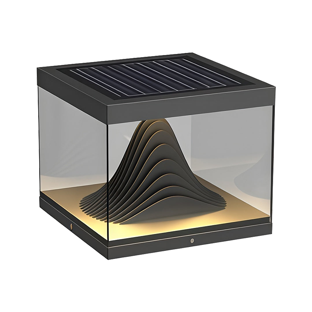 Outdoor Pillar Cap Light — Stainless Steel & Clear Glass, LED, Solar / Hardwired, IP65, 3 Sizes