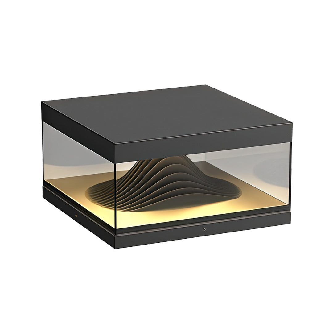 Outdoor Pillar Cap Light — Stainless Steel & Clear Glass, LED, Solar / Hardwired, IP65, 3 Sizes