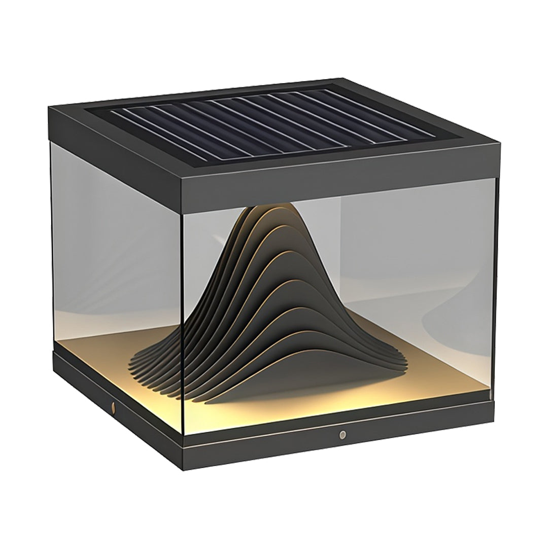 Outdoor Pillar Cap Light — Stainless Steel & Clear Glass, LED, Solar / Hardwired, IP65, 3 Sizes