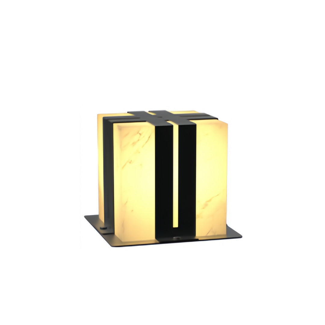 Faux Marble Outdoor Pillar Light — Black Stainless Steel, LED, IP65, 12W–16W, Short & Tall Styles, 3 Sizes