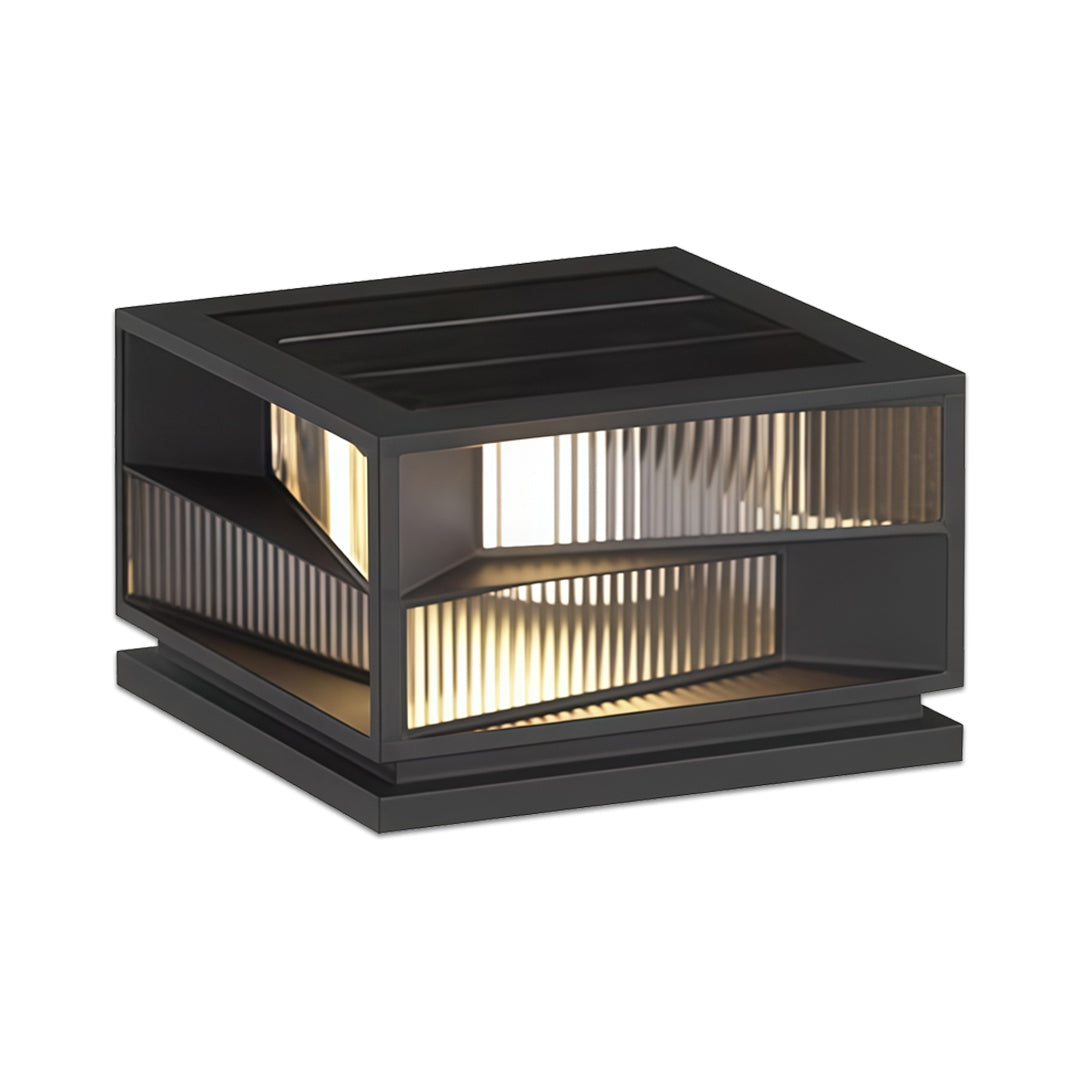 Black LED Outdoor Pillar Light — Stainless Steel, IP65, Solar or Hardwired, 2-Size