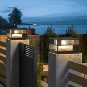 Black LED Outdoor Pillar Light — Stainless Steel, IP65, Solar or Hardwired, 2-Size