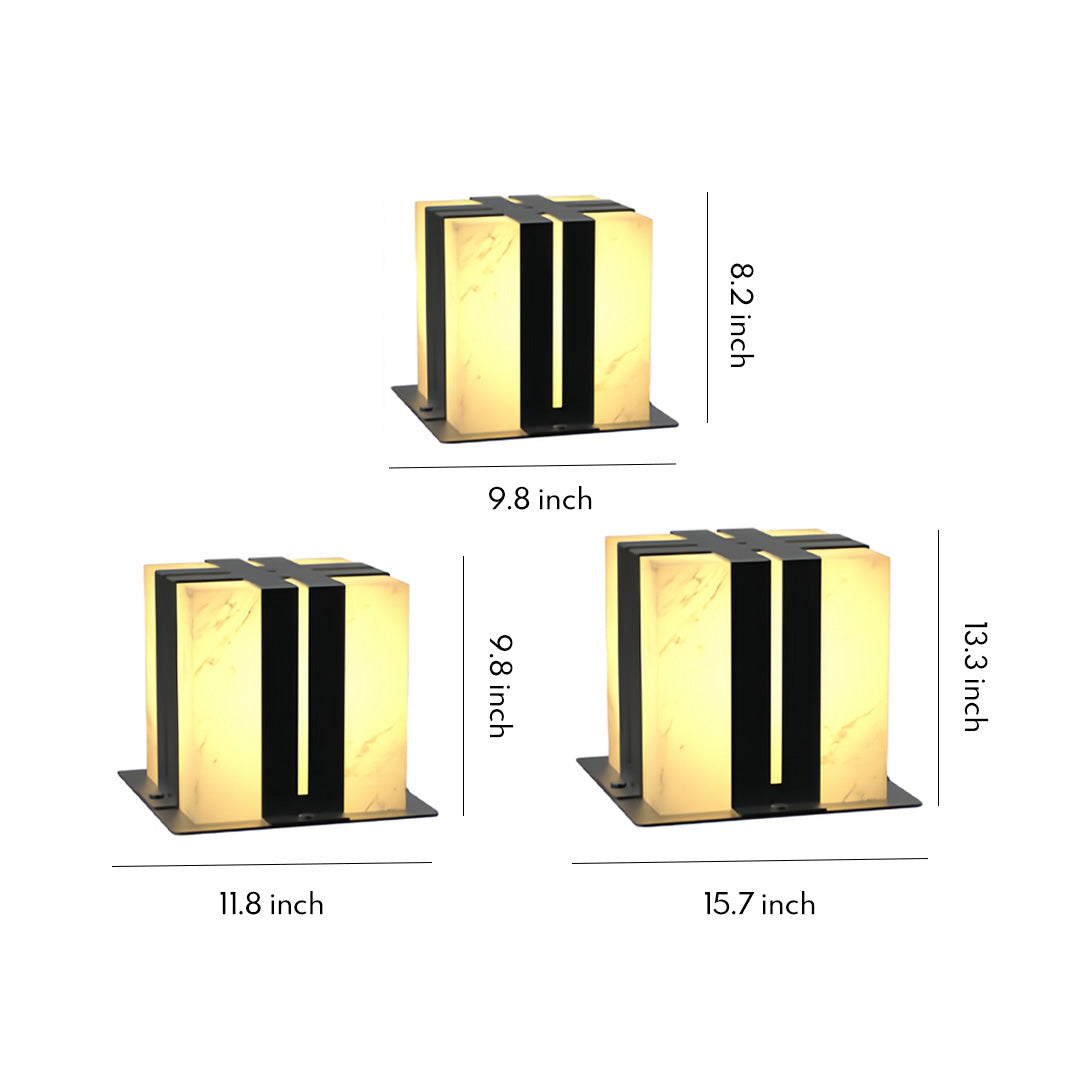 Faux Marble Outdoor Pillar Light — Black Stainless Steel, LED, IP65, 12W–16W, Short & Tall Styles, 3 Sizes