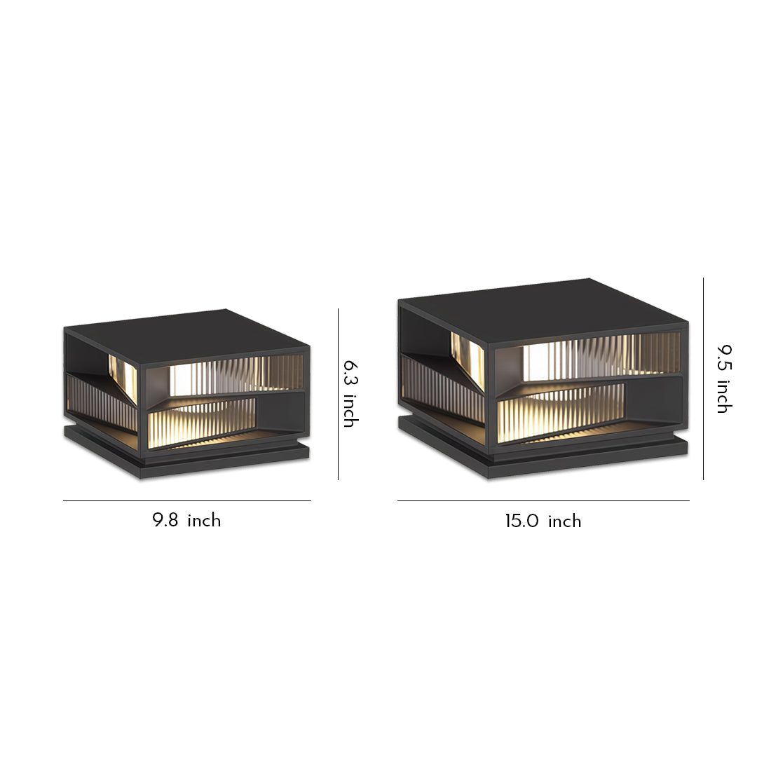 Black LED Outdoor Pillar Light — Stainless Steel, IP65, Solar or Hardwired, 2-Size