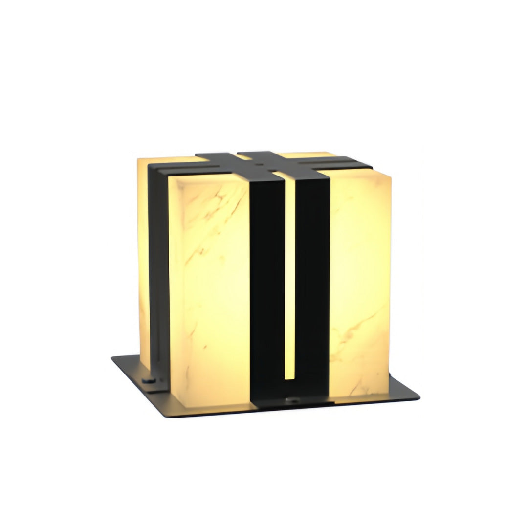 Faux Marble Outdoor Pillar Light — Black Stainless Steel, LED, IP65, 12W–16W, Short & Tall Styles, 3 Sizes
