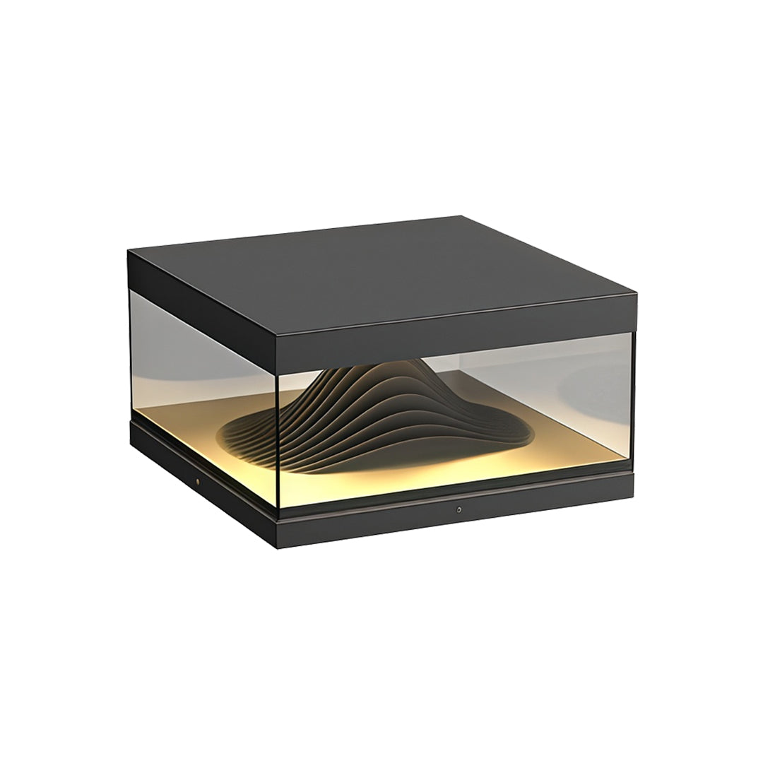 Outdoor Pillar Cap Light — Stainless Steel & Clear Glass, LED, Solar / Hardwired, IP65, 3 Sizes