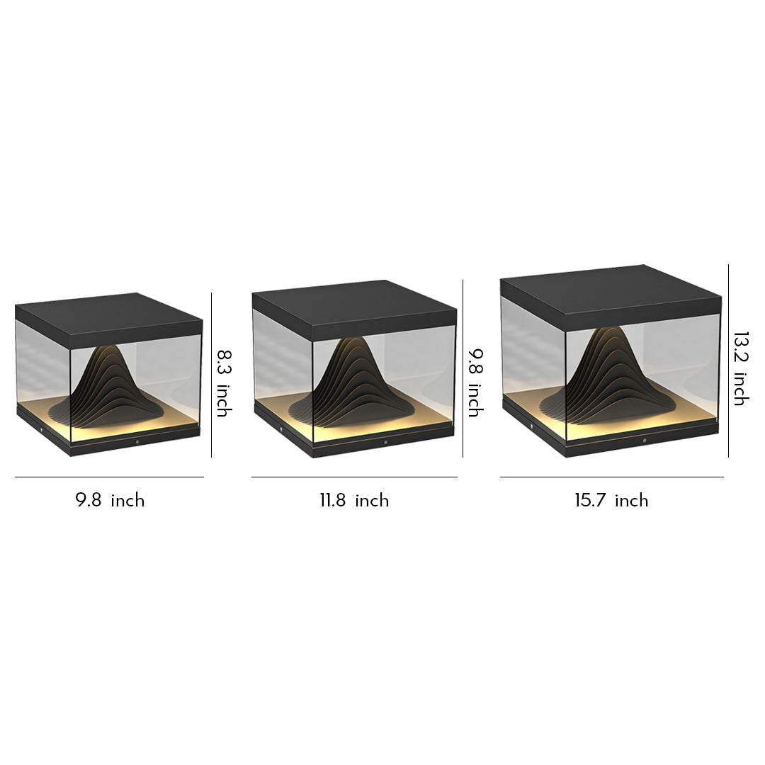 Outdoor Pillar Cap Light — Stainless Steel & Clear Glass, LED, Solar / Hardwired, IP65, 3 Sizes