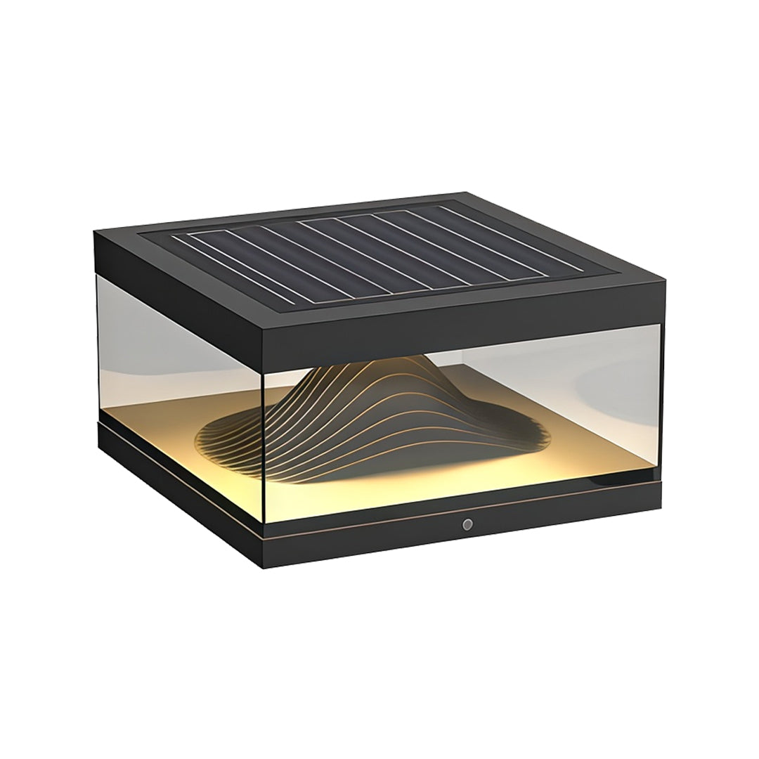 Outdoor Pillar Cap Light — Stainless Steel & Clear Glass, LED, Solar / Hardwired, IP65, 3 Sizes