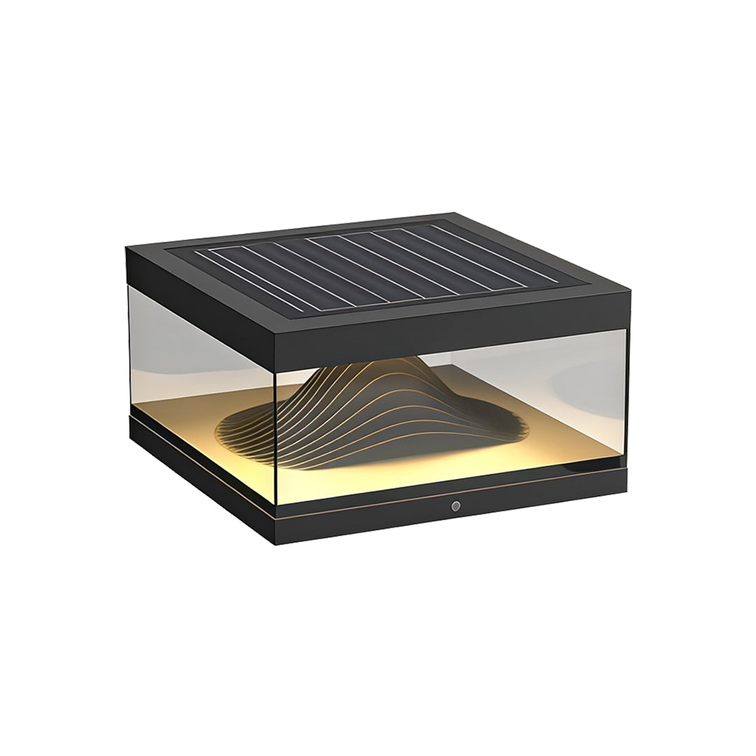 Outdoor Pillar Cap Light — Stainless Steel & Clear Glass, LED, Solar / Hardwired, IP65, 3 Sizes