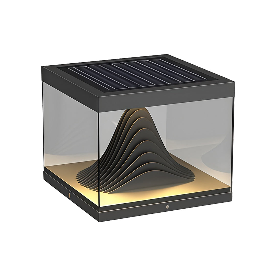 Outdoor Pillar Cap Light — Stainless Steel & Clear Glass, LED, Solar / Hardwired, IP65, 3 Sizes