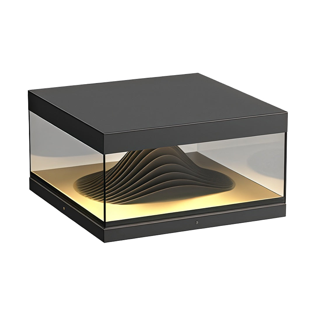 Outdoor Pillar Cap Light — Stainless Steel & Clear Glass, LED, Solar / Hardwired, IP65, 3 Sizes