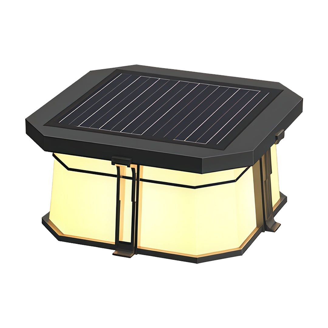 Black Outdoor Pillar-Top Post Light — Stainless Steel & Acrylic, LED, Solar or Hardwired, IP65, 2 Sizes