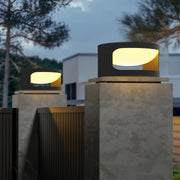 Round Outdoor Pillar-Top Light — Stainless Steel & Acrylic, LED, IP65, Solar or Hardwired, 3 Sizes