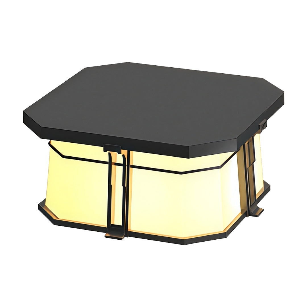 Black Outdoor Pillar-Top Post Light — Stainless Steel & Acrylic, LED, Solar or Hardwired, IP65, 2 Sizes