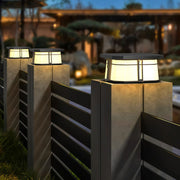 Black Outdoor Pillar-Top Post Light — Stainless Steel & Acrylic, LED, Solar or Hardwired, IP65, 2 Sizes
