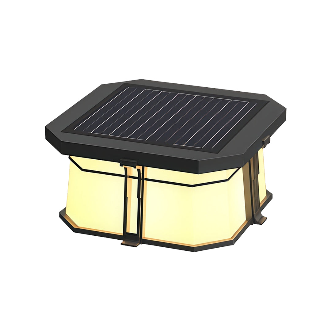 Black Outdoor Pillar-Top Post Light — Stainless Steel & Acrylic, LED, Solar or Hardwired, IP65, 2 Sizes